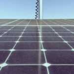 Detailed view of solar panels capturing sunlight, showcasing renewable energy technology.